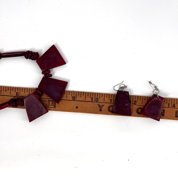 2/$18 SALE! Handcrafted Purple Resin Necklace Earring Set Cottage core Bohemian - Picture 5 of 5